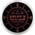 ADVPRO Brian's Coffee House Shop Custom Name Neon Sign Clock ncx0020-tm - Red