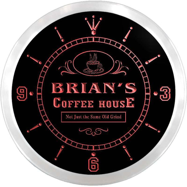 ADVPRO Brian's Coffee House Shop Custom Name Neon Sign Clock ncx0020-tm - Red