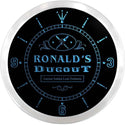 ADVPRO Ronald's Dugout Baseball Sport Bar Custom Name Neon Sign Clock ncx0021-tm - Blue