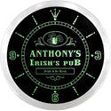 ADVPRO Anthony's Irish's Pub Shamrock Custom Name Neon Sign Clock ncx0022-tm - Green