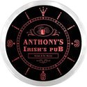 ADVPRO Anthony's Irish's Pub Shamrock Custom Name Neon Sign Clock ncx0022-tm - Red