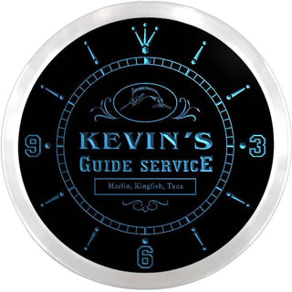 ADVPRO Kevin's Fishing Guide Service Custom Name Neon Sign Clock ncx0023-tm - Blue