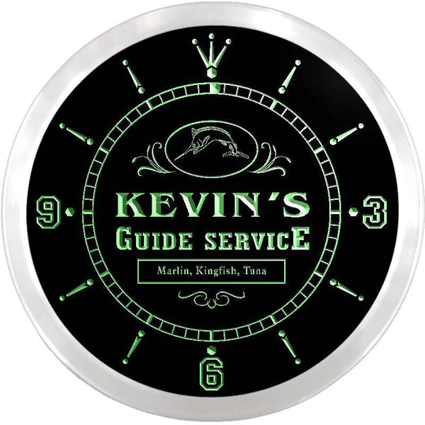 ADVPRO Kevin's Fishing Guide Service Custom Name Neon Sign Clock ncx0023-tm - Green