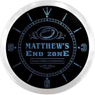ADVPRO Matthew's Football End Zone Custom Name Neon Sign Clock ncx0025-tm - Blue