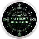 ADVPRO Matthew's Football End Zone Custom Name Neon Sign Clock ncx0025-tm - Green