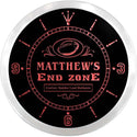 ADVPRO Matthew's Football End Zone Custom Name Neon Sign Clock ncx0025-tm - Red