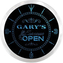 ADVPRO Gary's Espresso Coffee Open Custom Name Neon Sign Clock ncx0026-tm - Blue