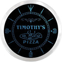 ADVPRO Timothy's Pizza Shop Custom Name Neon Sign Clock ncx0027-tm - Blue