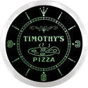 ADVPRO Timothy's Pizza Shop Custom Name Neon Sign Clock ncx0027-tm - Green