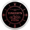 ADVPRO Timothy's Pizza Shop Custom Name Neon Sign Clock ncx0027-tm - Red