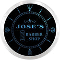 ADVPRO Jose's Barber Shop Hair Cut Custom Name Neon Sign Clock ncx0028-tm - Blue