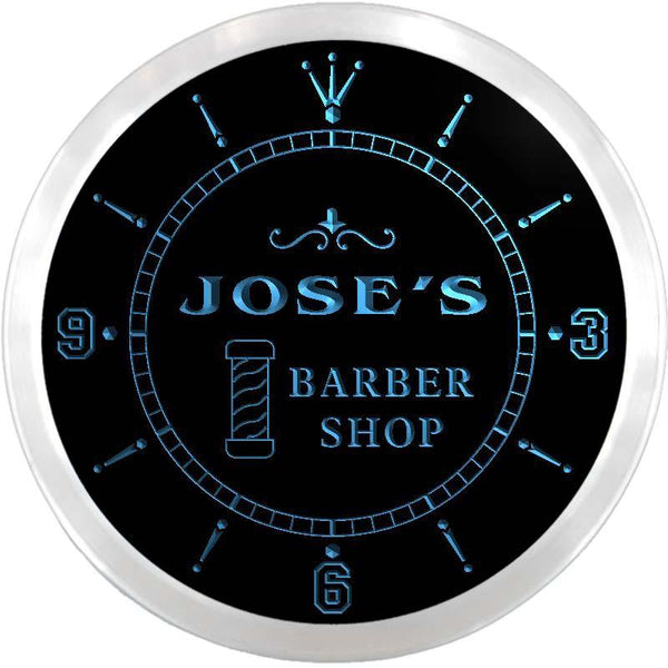ADVPRO Jose's Barber Shop Hair Cut Custom Name Neon Sign Clock ncx0028-tm - Blue