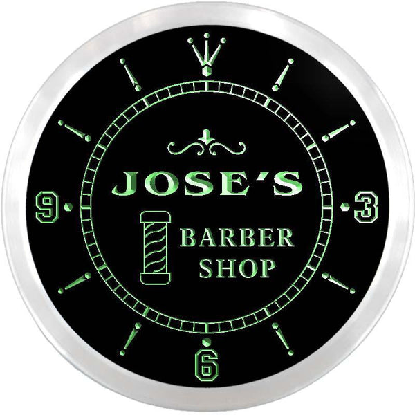 ADVPRO Jose's Barber Shop Hair Cut Custom Name Neon Sign Clock ncx0028-tm - Green