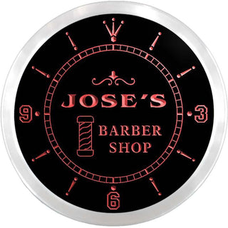 ADVPRO Jose's Barber Shop Hair Cut Custom Name Neon Sign Clock ncx0028-tm - Red