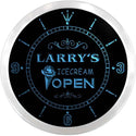 ADVPRO Larry's Icecream Shop Open Custom Name Neon Sign Clock ncx0029-tm - Blue