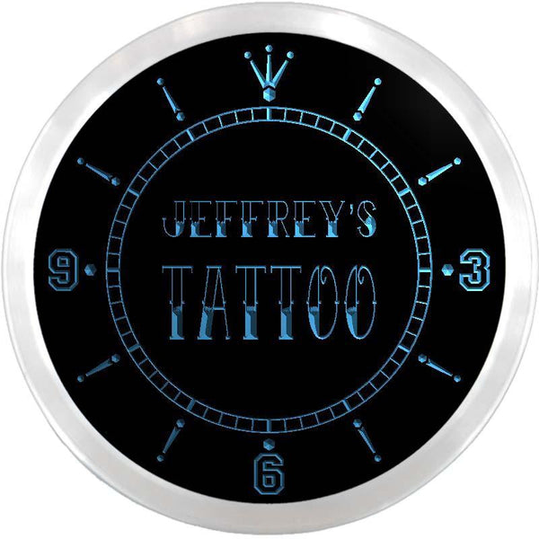 ADVPRO Jeffrey's Tattoo Custom Name Neon Sign Clock ncx0030-tm - Blue