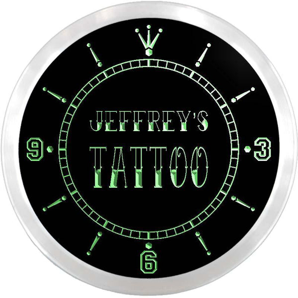 ADVPRO Jeffrey's Tattoo Custom Name Neon Sign Clock ncx0030-tm - Green