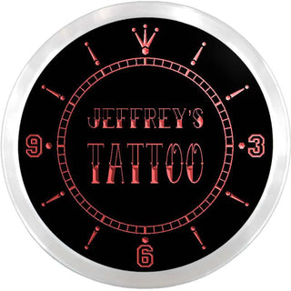 ADVPRO Jeffrey's Tattoo Custom Name Neon Sign Clock ncx0030-tm - Red