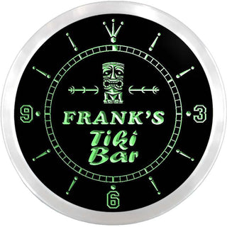 ADVPRO Frank's Tiki Bar Custom Name Neon Sign Clock ncx0031-tm - Green