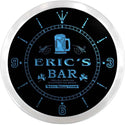 ADVPRO Eric's Home Bar Shamrock Custom Name Neon Sign Clock ncx0033-tm - Blue