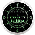 ADVPRO Stephen's Bar & Grill Bikers Custom Name Neon Sign Clock ncx0034-tm - Green