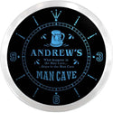 ADVPRO Andrew's Man Cave Custom Name Neon Sign Clock ncx0035-tm - Blue