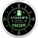ADVPRO Andrew's Man Cave Custom Name Neon Sign Clock ncx0035-tm - Green