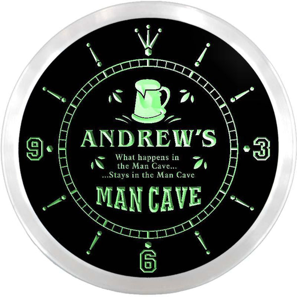 ADVPRO Andrew's Man Cave Custom Name Neon Sign Clock ncx0035-tm - Green