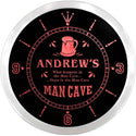 ADVPRO Andrew's Man Cave Custom Name Neon Sign Clock ncx0035-tm - Red