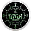 ADVPRO Raymond's Hunter Retreat Custom Name Neon Sign Clock ncx0036-tm - Green