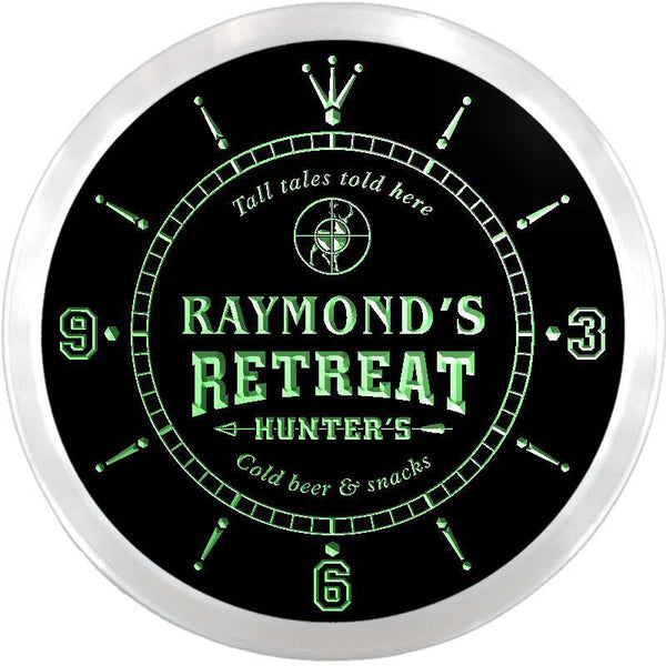 ADVPRO Raymond's Hunter Retreat Custom Name Neon Sign Clock ncx0036-tm - Green