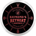 ADVPRO Raymond's Hunter Retreat Custom Name Neon Sign Clock ncx0036-tm - Red