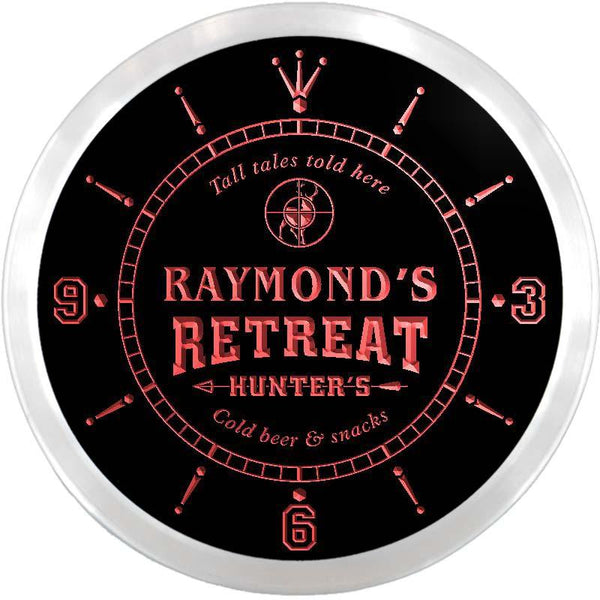 ADVPRO Raymond's Hunter Retreat Custom Name Neon Sign Clock ncx0036-tm - Red