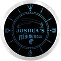 ADVPRO Joshua's Fishing Hole Custom Name Neon Sign Clock ncx0038-tm - Blue