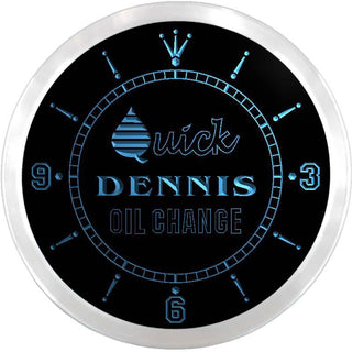 ADVPRO Dennis Quick Oil Change Custom Name Neon Sign Clock ncx0040-tm - Blue