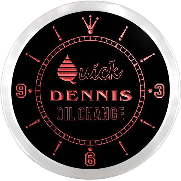 ADVPRO Dennis Quick Oil Change Custom Name Neon Sign Clock ncx0040-tm - Red