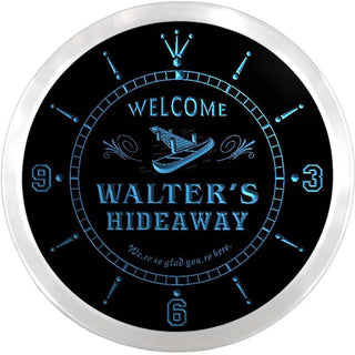 ADVPRO Walter's Hideaway Boat Custom Name Neon Sign Clock ncx0041-tm - Blue