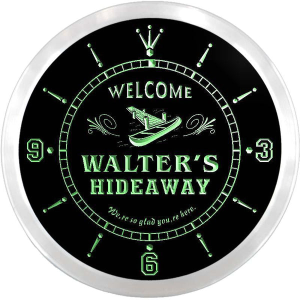 ADVPRO Walter's Hideaway Boat Custom Name Neon Sign Clock ncx0041-tm - Green