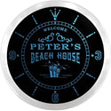 ADVPRO Peter's Beach House Custom Name Neon Sign Clock ncx0043-tm - Blue