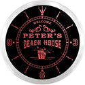 ADVPRO Peter's Beach House Custom Name Neon Sign Clock ncx0043-tm - Red