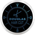 ADVPRO Douglas Hair Cut Shop Scissor Custom Name Neon Sign Clock ncx0045-tm - Blue