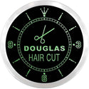 ADVPRO Douglas Hair Cut Shop Scissor Custom Name Neon Sign Clock ncx0045-tm - Green