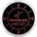 ADVPRO Douglas Hair Cut Shop Scissor Custom Name Neon Sign Clock ncx0045-tm - Red