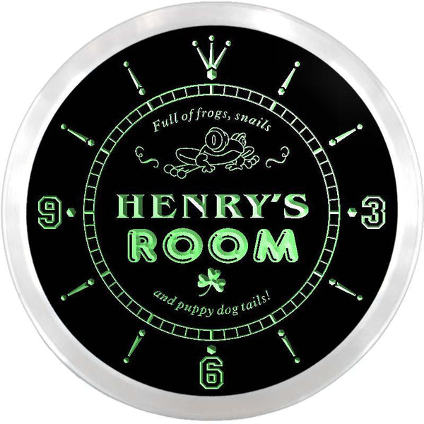 ADVPRO Henry's Room Nursery Kid's Frog Custom Name Neon Sign Clock ncx0046-tm - Green