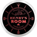 ADVPRO Henry's Room Nursery Kid's Frog Custom Name Neon Sign Clock ncx0046-tm - Red