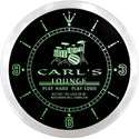 ADVPRO Carl's Drum Lounge Custom Name Neon Sign Clock ncx0047-tm - Green