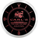 ADVPRO Carl's Drum Lounge Custom Name Neon Sign Clock ncx0047-tm - Red