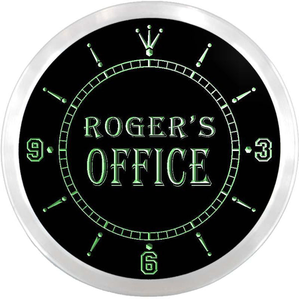 ADVPRO Roger's Office Room Custom Name Neon Sign Clock ncx0050-tm - Green