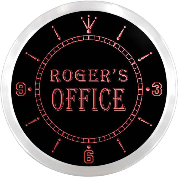 ADVPRO Roger's Office Room Custom Name Neon Sign Clock ncx0050-tm - Red