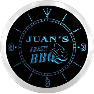 ADVPRO Juan's Fresh BBQ Shop Custom Name Neon Sign Clock ncx0052-tm - Blue